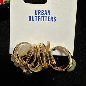 Urban Outfitters Gold and Green Modern Ring Collection